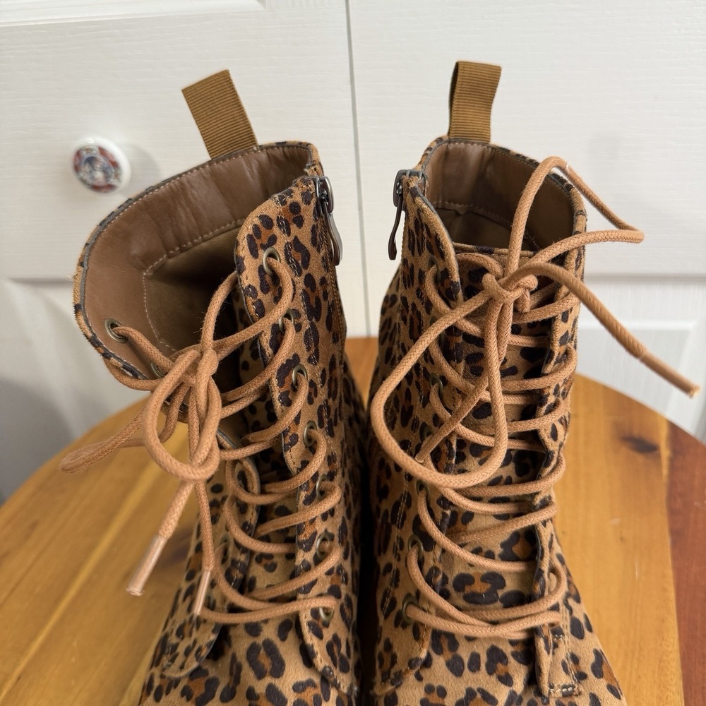 Dirty Laundry Mazzy Cheetah Combat Boots Women's Size 8 Grunge Boho Mobwife - Picture 6 of 12